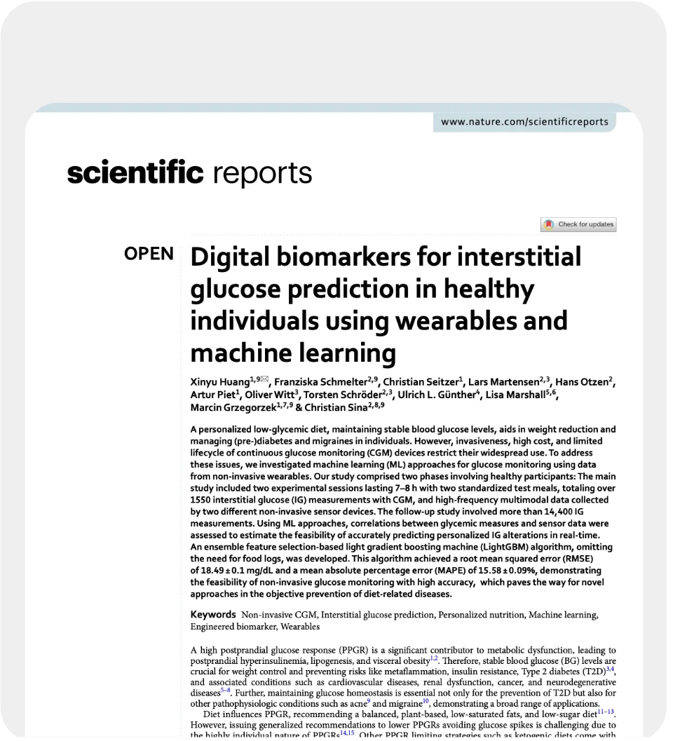 Digital biomarkers for interstitial glucose prediction using wearables