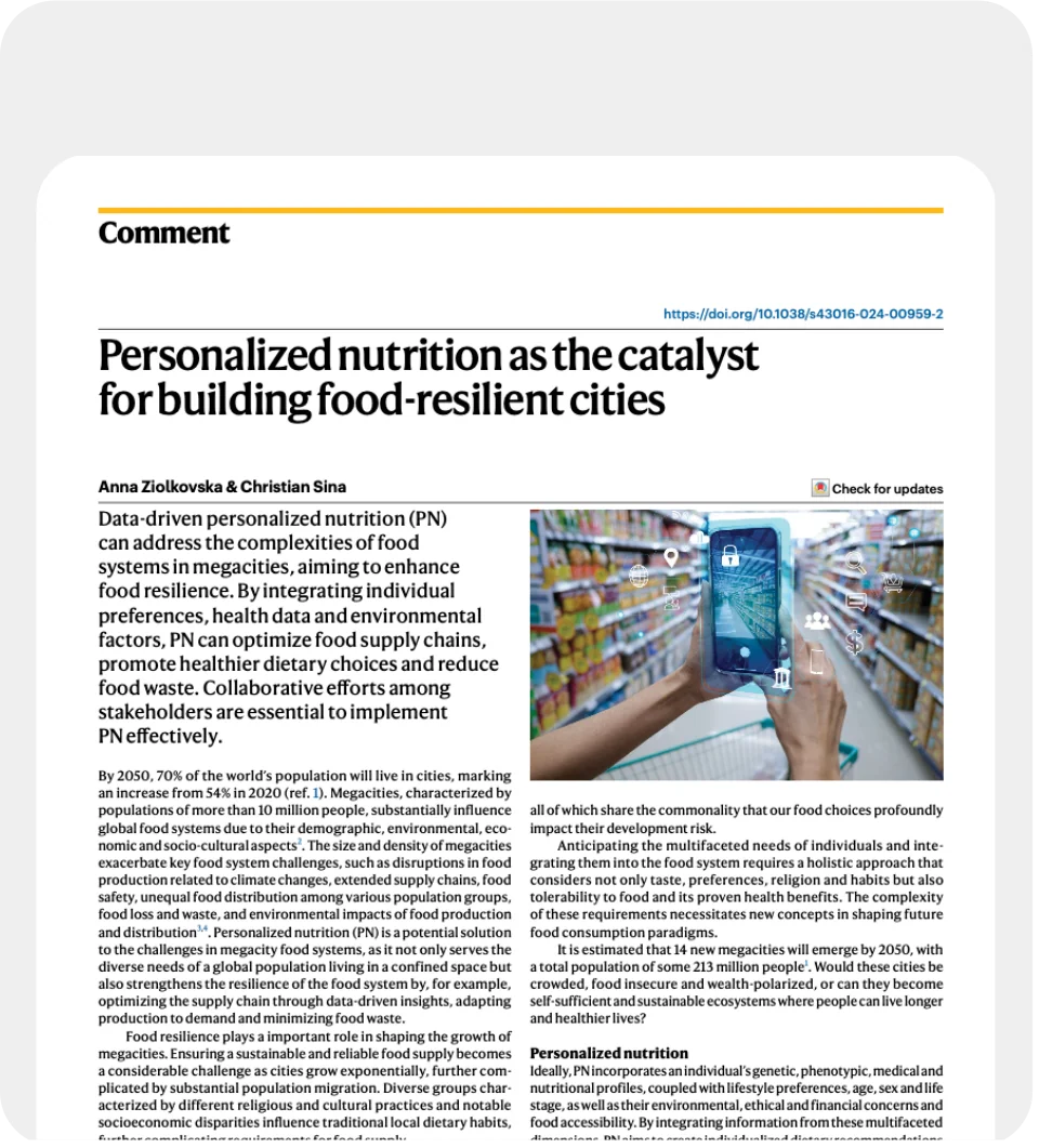 Personalized nutrition as the catalyst for building food-resilient cities